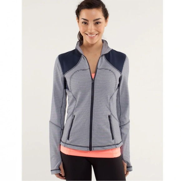 Lululemon Forme Jacket Gingham Inkwell - Picture 1 of 11